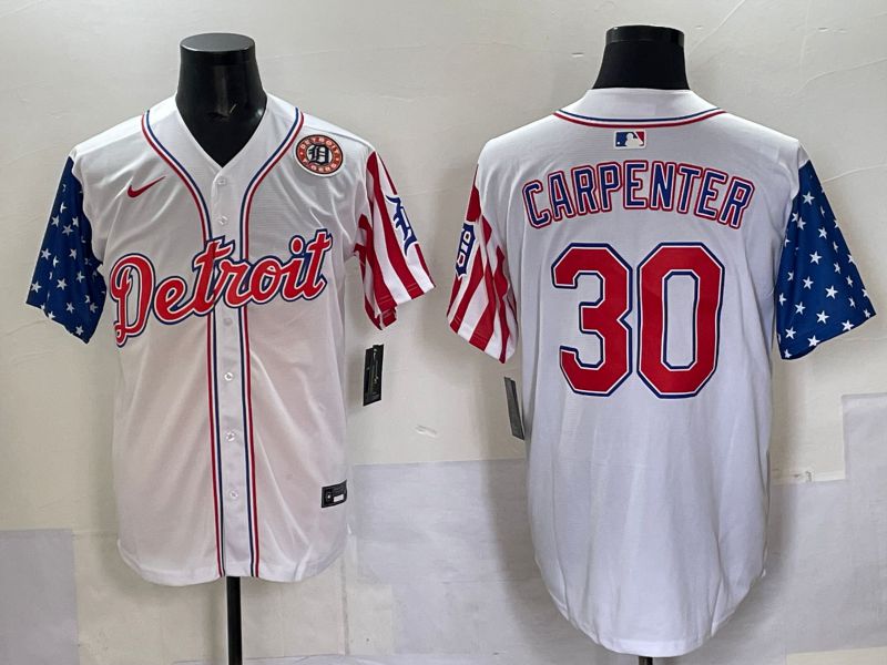 Men Detroit Tigers #30 Carpenter White National Flags 2025 Nike MLB Jersey style 6